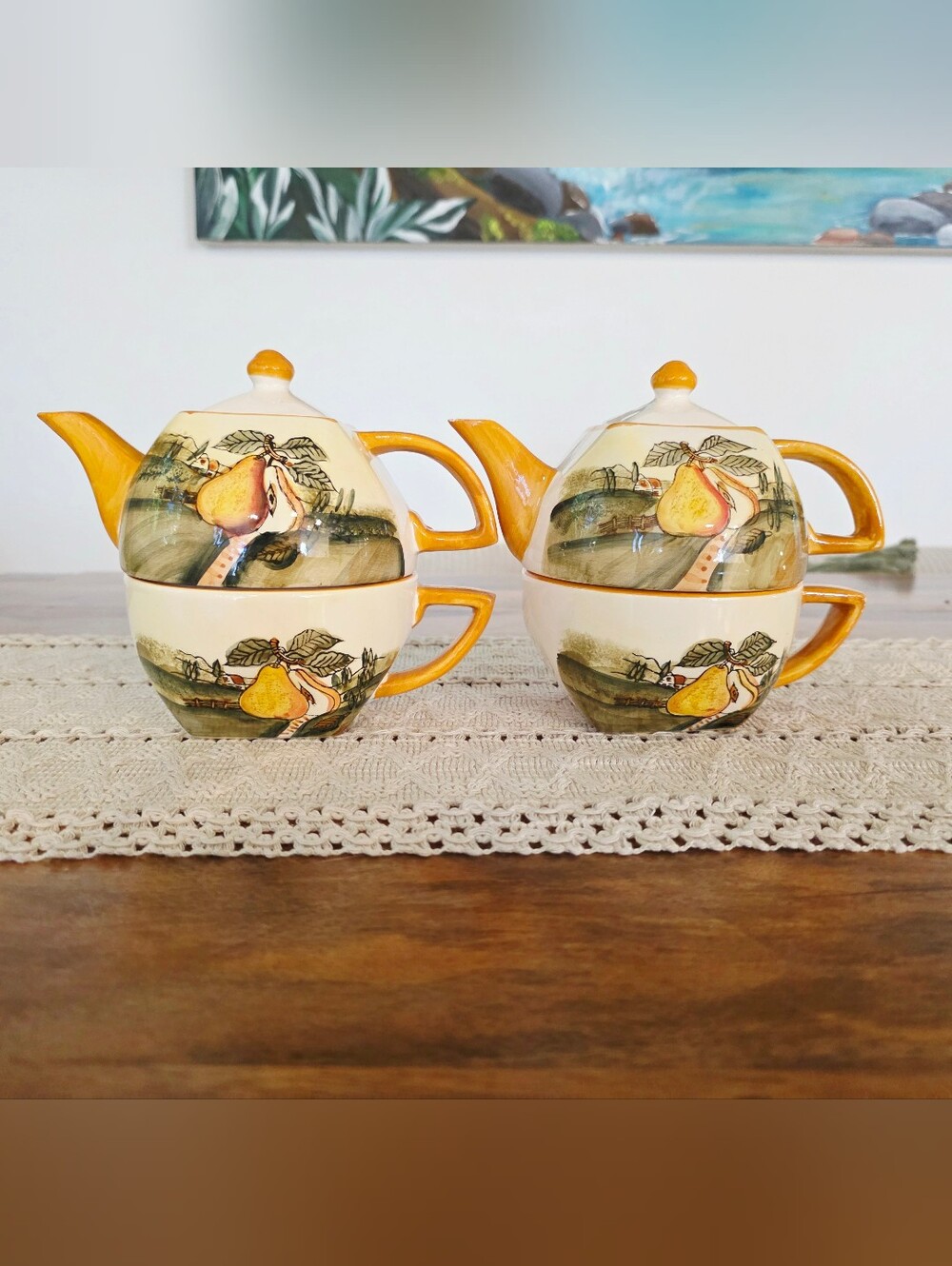 Vintage Pear Tea For One Set (2 Pack)